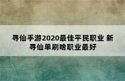 寻仙手游2020最佳平民职业 新寻仙单刷啥职业最好